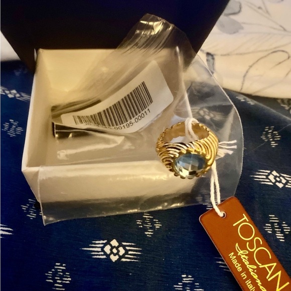 Toscana Italy gold plated blue topaz ring - Picture 3 of 5